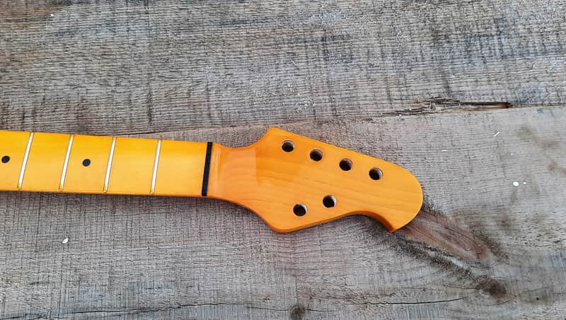 22 steel frets guitar neck replacement spoke wheel truss rod maple vintage DIY Bild 1