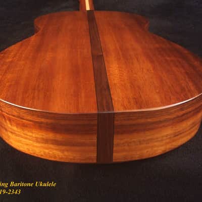 Handmade 8 String Baritone Ukulele, Solid Curly Hawaiian Koa, Slotted Head, MOP Inlay, Soft-bag, Bruce Wei UG19-2343 image 10