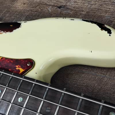 MyDream Partcaster Custom Built - PBass Aged White over Sunburst Hepcat 62' image 4