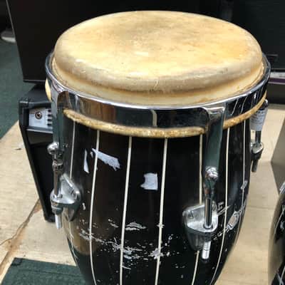 Pair Classic Vintage King Conga Drums ( Quinto , Conga Size ) 1960's Black with Stripes image 7