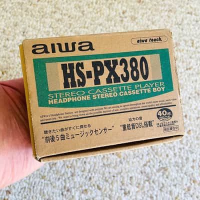 [Rare Full Box] AIWA PX380 Walkman Cassette Player, Awesome Silver ! Working ! image 2