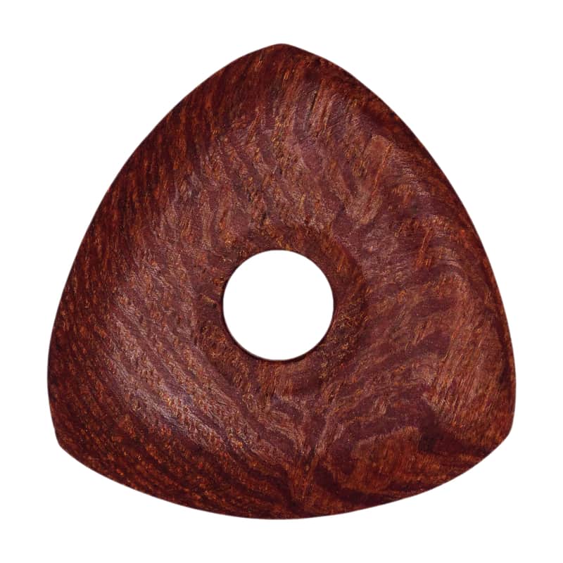 Mahogany Wood Guitar Or Bass Pick - 4.0 mm Ultra Heavy Gauge - 346 Contoured Triangle With Grip Hole Shape - Natural Finish Handmade Specialty Exotic Plectrum - 6 Pack image 1