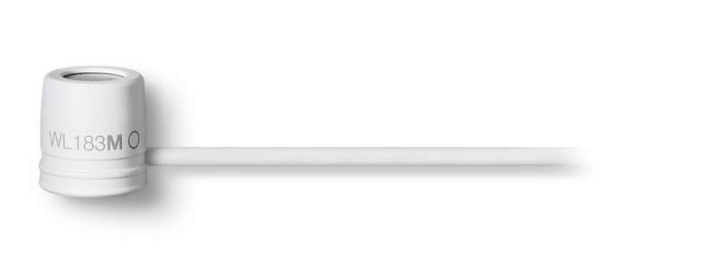 Shure WL183M Professional Low-Profile Lavalier Microphone - Omnidirectional Condenser Lav Mic with TA4F Termination, includes Pouch, Tie Clip & Snap-Fit Windscreen - White (WL183MW/O-TQG) image 1