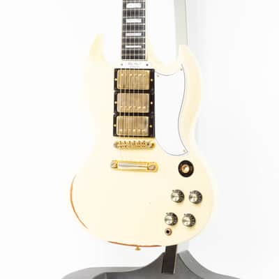 Gibson Custom Shop Historic SG Custom 3 PU 2019 - Classic White Heavy Aged image 8
