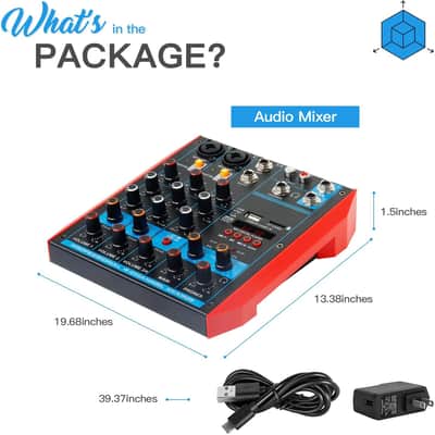 4 Channel Audio Mixer Portable Mini Sound Board Console with USB Audio Interface 48V Phantom Power Bluetooth USB MP3 DJ Mixer for Live Performance DJ Stage image 7