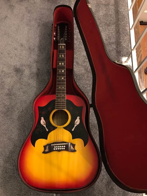 RARE lawsuit Double Dove 12 String 1960s Vintage clone of Gibson Dove Special 1960s Cherry Sunburst image 1
