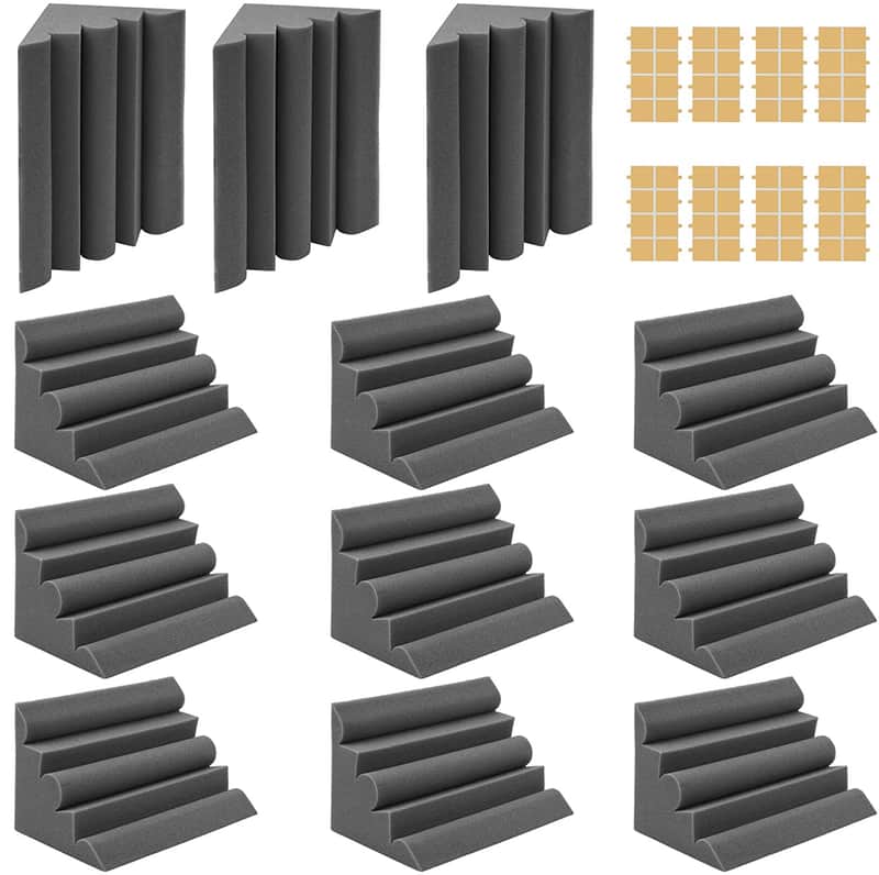 12 Pack Set 7" X 7" X 12" Acoustic Foam Bass Traps Corner Studio Foam with Adhesive Tape image 1