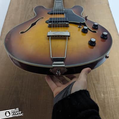 Eastman T64/v-T-GB Thinline Hollow Body Electric Guitar Antique Gold Burst w/ Hard Case image 5