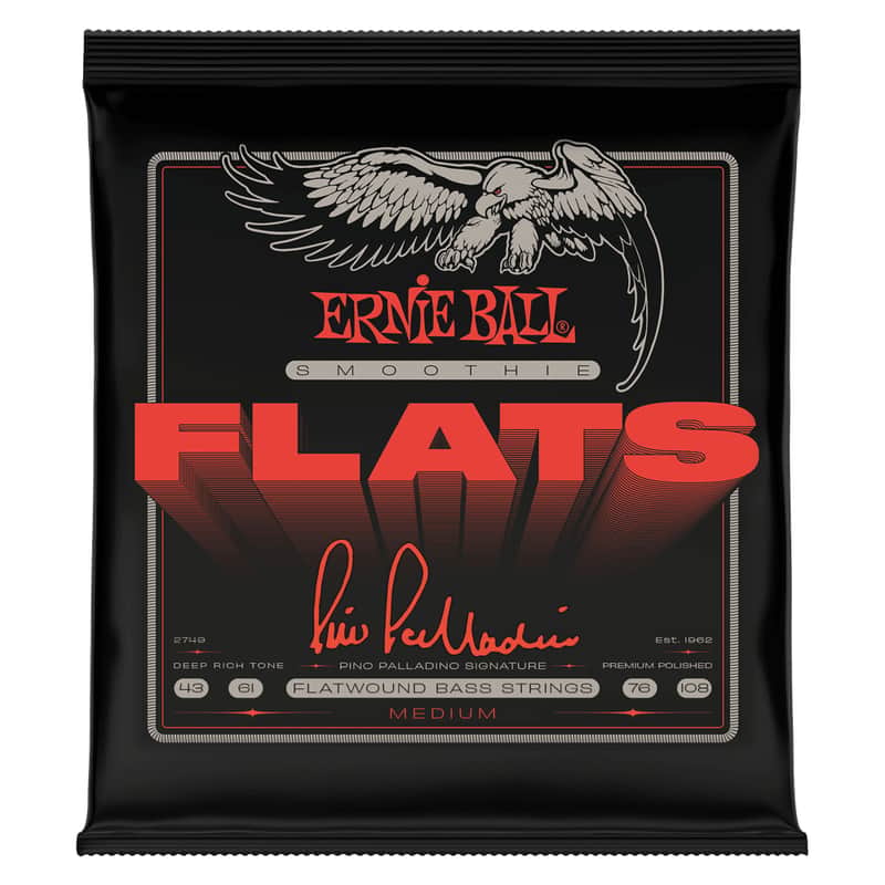 Ernie Ball Medium Pino Palladino Smoothie Flats Electric Bass Strings 43-108 Gauge image 1