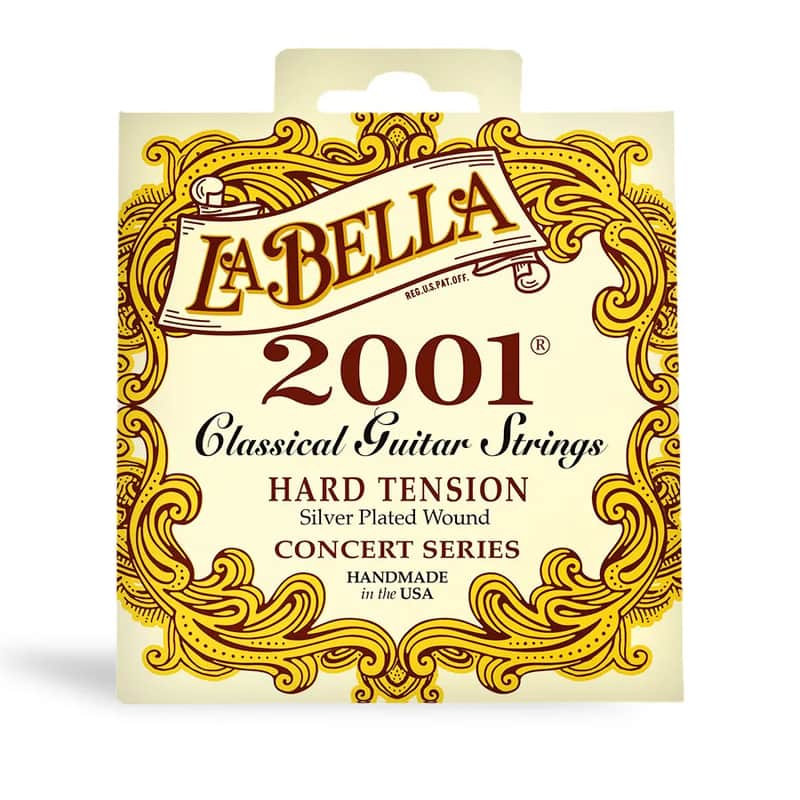 La Bella 2001 Silver-Plated Wound Classical Guitar Strings, Hard Tension image 1