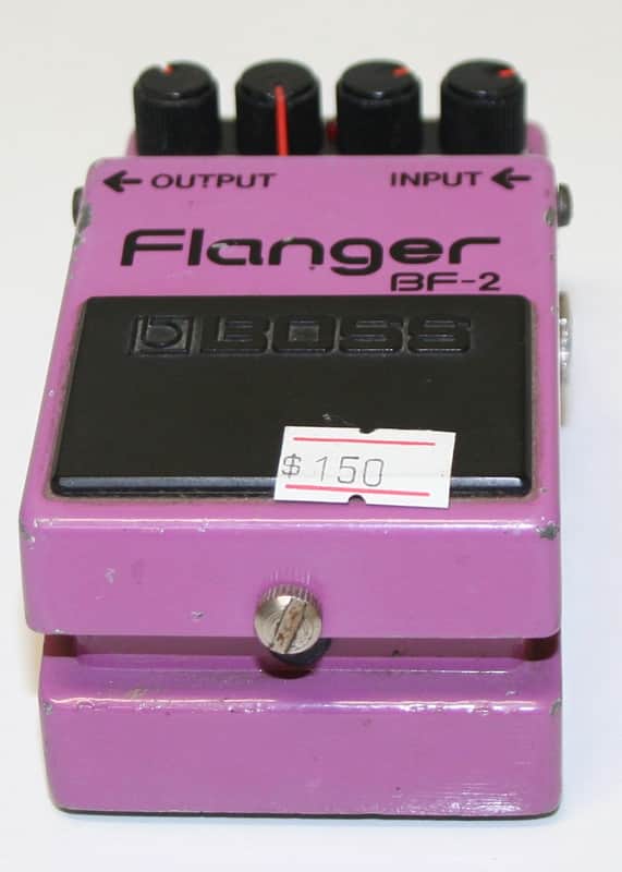 BOSS vintage BF-2 Flanger 1980, black label, MIJ, Silver Screw, Rubber Stamped image 1