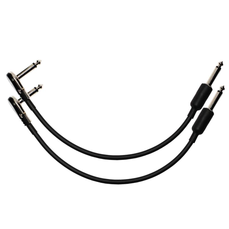 2-Pack 2 Ft Castline Silver Mogami 2319 Guitar Pedal Board Effects Switcher Patch Cable 1/4 TS Low Profile and Short Barrel Connectors image 1