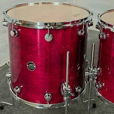 Used DW Performance 5pc Drum Set Cherry Stain - Very Good image 5