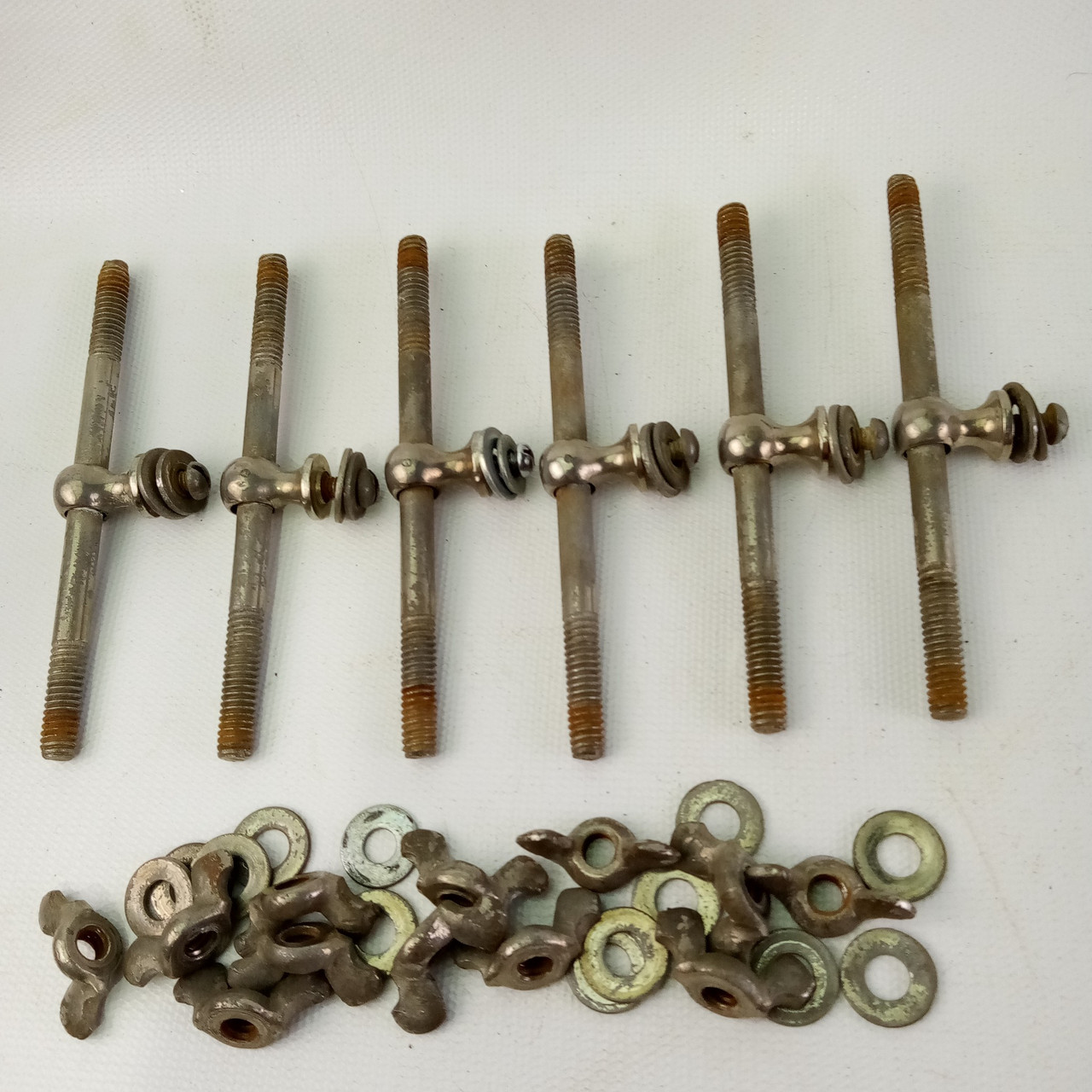 Early American Single-Point Threaded-Rod Tube Lugs Snare Drum Set 6x+Wing-Nuts++ — main photograph