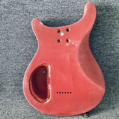 Red Basswood Double Cutaway Guitar Body, String Thru Bridge image 9