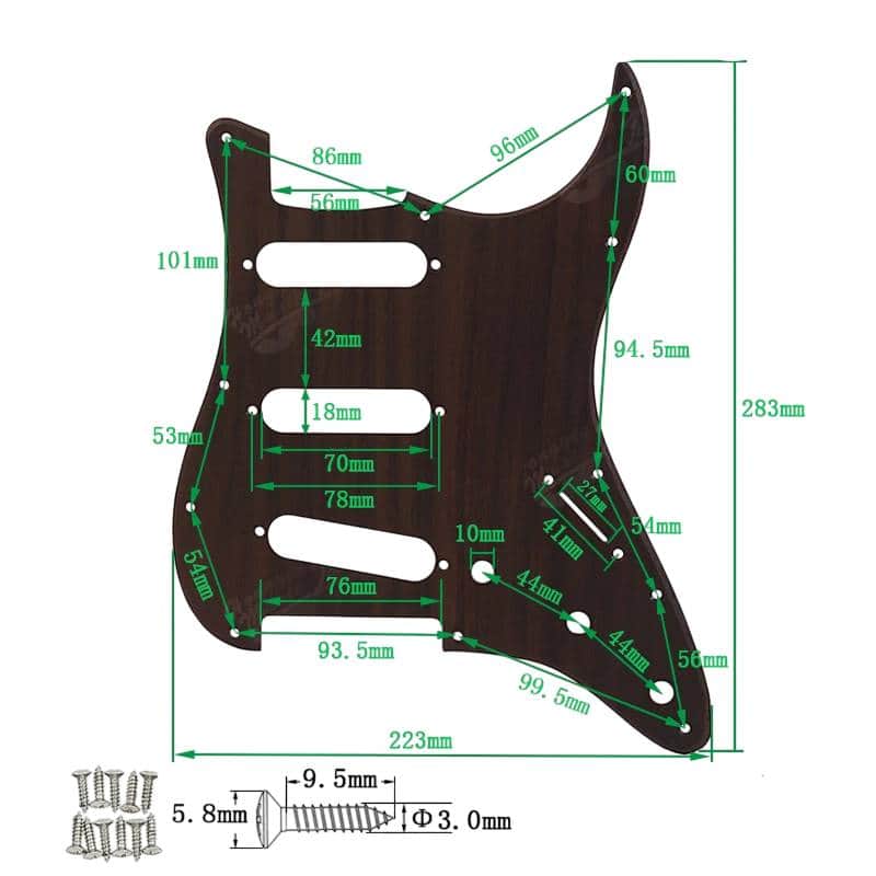 Rosewood SSS Strat Style Guitar Scratch Plate Pickguard Plate image 1