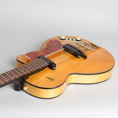 Hofner  Club 50 Arch Top Hollow Body Electric Guitar,  c. 1959, period black hard shell case. image 7