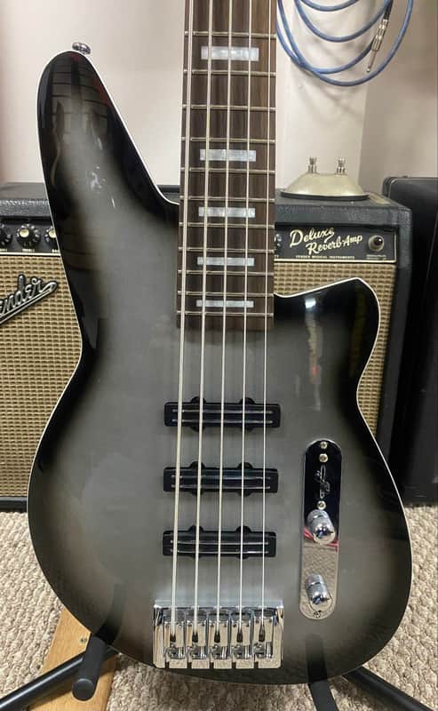 LIKE NEW: Reverend Triad Bass 5 - Silver Burst - BAG INCLUDED image 1