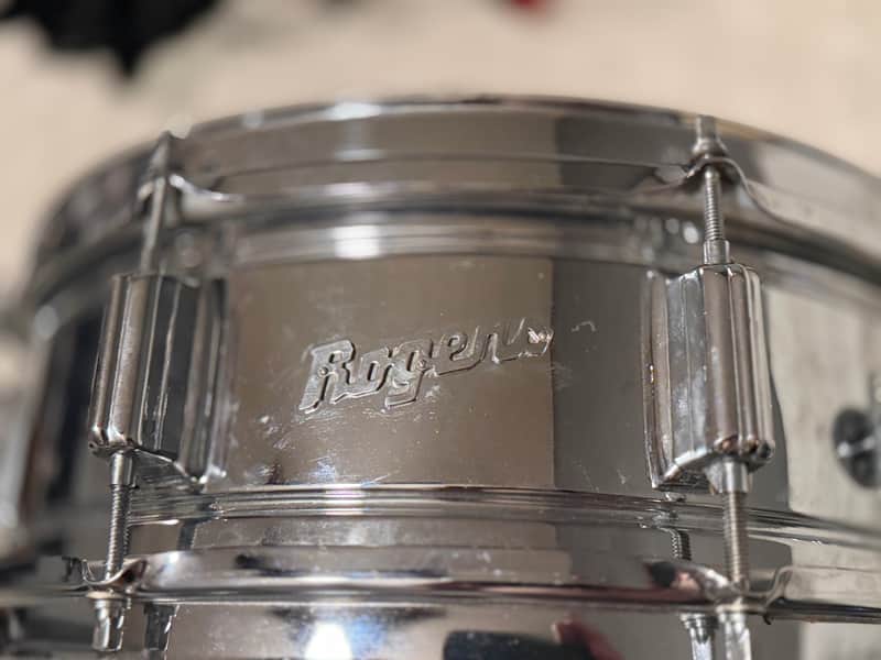 Rogers Fullerton Era 5 x 14 Powertone Chrome over Brass COB snare; Super clean! image 1