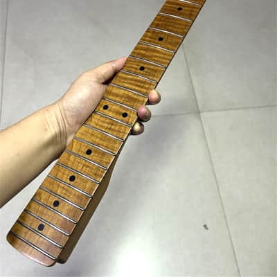 AAA Custom nut 43mm 22fret Roasted flame Maple Electric guitar neck Part 12R image 2
