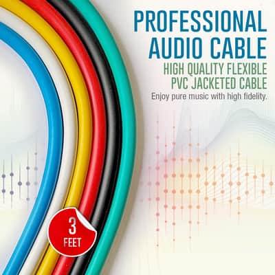 1/4" Right Angle Amp Cords for Bass & Electric Guitar - Premium OFC Copper Wire | 20ft Right Angle to 1/4 Inch TS Straight Instrument Cable Pack| Multi-Color Amp Cables (20ft, 6 Pack) image 5