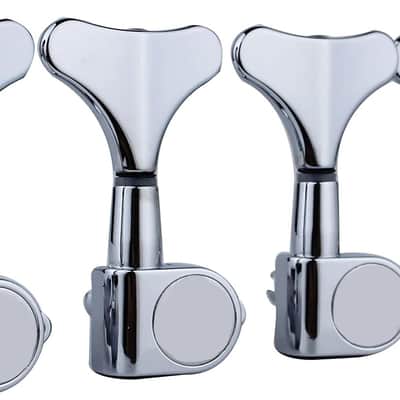 Guitar Bass Tuners (4 for Right) - 1:17 Ratio Headstock Sealed Tuning Key Pegs Machine Head Replacement for Electric Bass or Precision Instruments - Chrome image 3