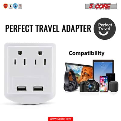 5 Core Charger Block In Wall USB Charger Fast Charging Block 2 USB 2 Outlet 2U2O-4 image 4