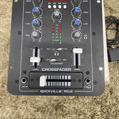 Rockville RDJ2 2 Channel DJ Mixer with USB, Cue Monitor, Talkover, 4 Line Inputs image 1