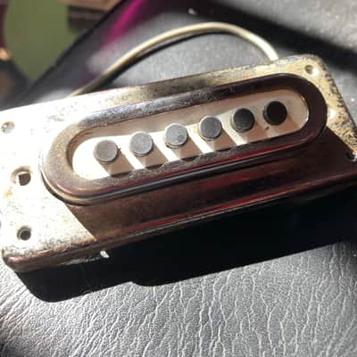 Teisco? Kawai? Vintage MIJ Single Coil Pickup with Chrome Surround Ring 1960s White Chrome image 1
