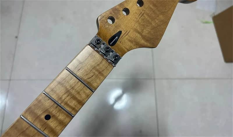 Roasted Maple Wood Guitar Strat Style Neck with 22 Frets Fretboard, Locking Nut image 1