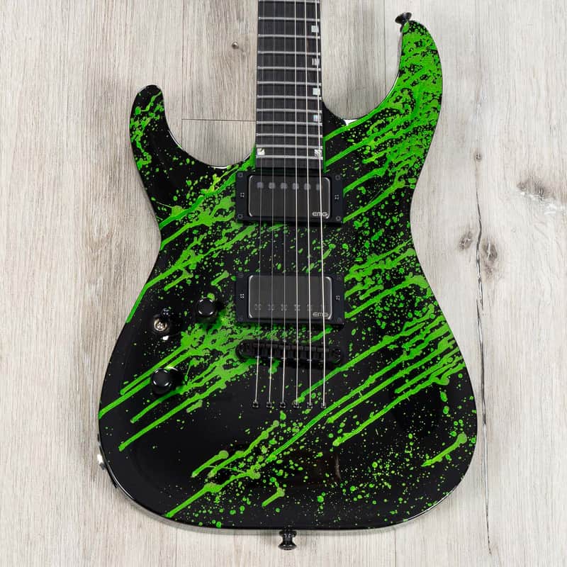 ESP USA Horizon-II Left-Handed Guitar, Ebony Fretboard, EMG 57 / 66 Pickups, Alien Blood Splatter image 1