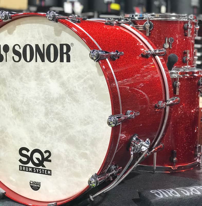 Sonor SQ2 Drum Kit Shell Pack Red Sparkle Lacquer 13/16/24 Vintage Maple Shells, Auth Dealer+Ship image 1