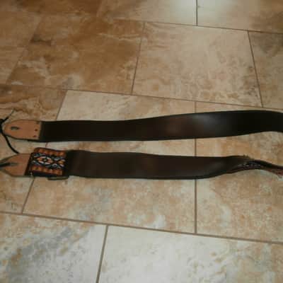 Vintage 1960's Ace-Style Guitar Strap! Grey, Yellow, Red Pattern! Metal Buckle! image 4