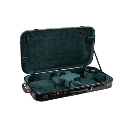 Crossrock Fiberglass Mandolin Violin Double Case-Fits A/F Style Mandolin and 4/4 Violin - Padded Straps, Interior Compartments, Fixed & Removable Padding-Includes TSA Lock-Black image 6