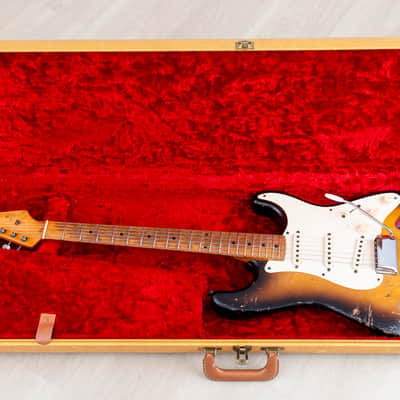 1957 Fender Stratocaster Vintage Guitar Sunburst w/ V Neck, Tweed Case image 24