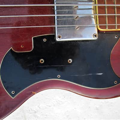 Rythmline SG Bass Guitar Copy, 1960's Japan, 30" Scale, Cherry Red Finish, Fresh Setup image 6