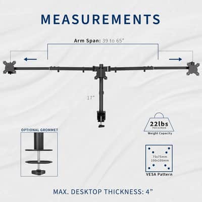 Triple Monitor Studio Desk Mount – Telescoping Heavy-Duty Stand for Music Production, Mixing & Editing Workstations image 2