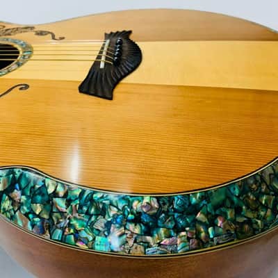 Blueberry  Handmade Acoustic Guitar Grand Concert Built to Order with Paua Shell Arm Rest and Rib Rest image 5