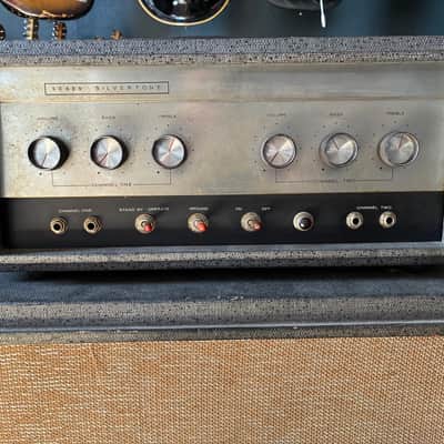 Silvertone Model 1483 23-Watt 1x15 Bass / Guitar Piggyback 1960s - Gray image 2
