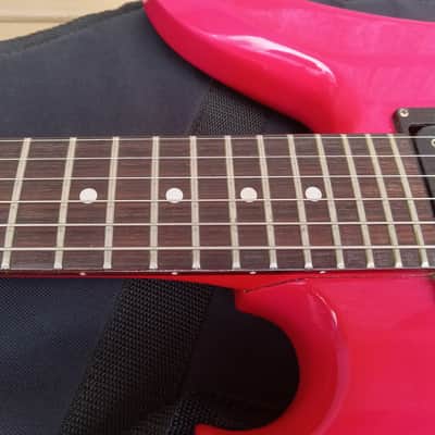 Vintage 1980's BC Rich NJ Series Mockingbird Electric Guitar w/ Gig Bag! Hot Pink, Japan! image 13