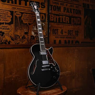 D'Angelico Premier SS Semi-Hollow Body Electric Guitar, Black Flake w/Gig Bag image 10
