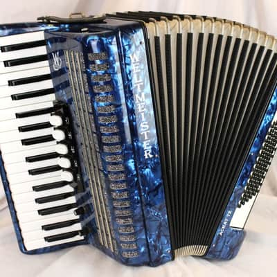 8088 - Blue Weltmeister Achat Piano Accordion w Internal Mics LMM 34 72 image 1