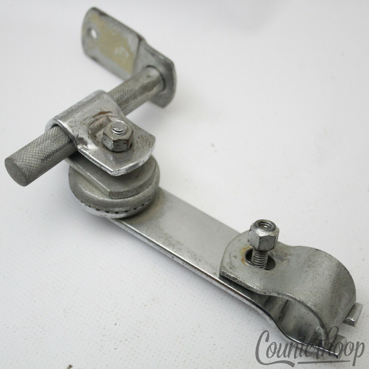 Pearl Bass Drum Rail Tom Slider+Clip Mount L-Arm Chrome Japan-Stamped Ratchet60s — main photograph