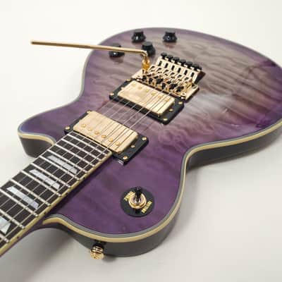 Agile AL-3200MCC Multi-Radius Purple Black Quilt Electric Guitar with Binding and Floyd Rose Bridge image 6