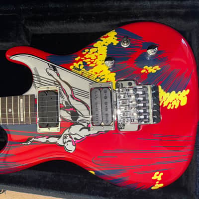 Ibanez JS20S 20th Anniversary Joe Satriani Signature HH Autographed 2008 - Red/Silver Surfer Graphic image 3