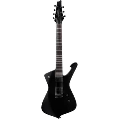 Ibanez Iron Label ICTB721-BKF Iceman 7-String Solid Body Electric Guitar with Ebony Fretboard, Right-Handed, Black Flat image 2