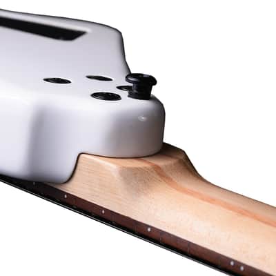 BootLegger Guitar Spade White Gibson Scale 24.75 Headless Guitar With Case 2022 - White image 5