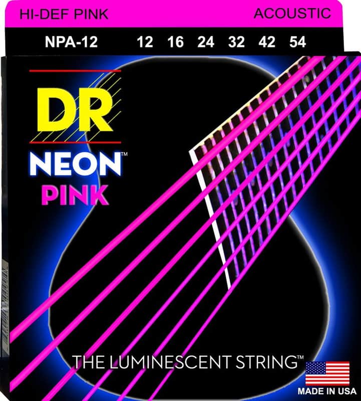 DR Strings NRA-12 Hi-Def Neon Red Colored Light Acoustic Guitar Strings 12-54 image 1