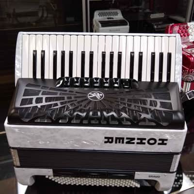 Hohner Bravo III 96 Bass Piano Accordion White Polish image 1