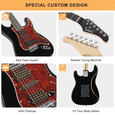 Glarry GST Electric Guitar HSH Pickup Rosewood Fingerboard Black image 4